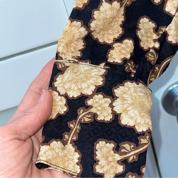 Free People Mia Floral Tie Neck Tunic Top w Long Sleeves & flowy Relaxed fit- XS - Picture 8 of 14